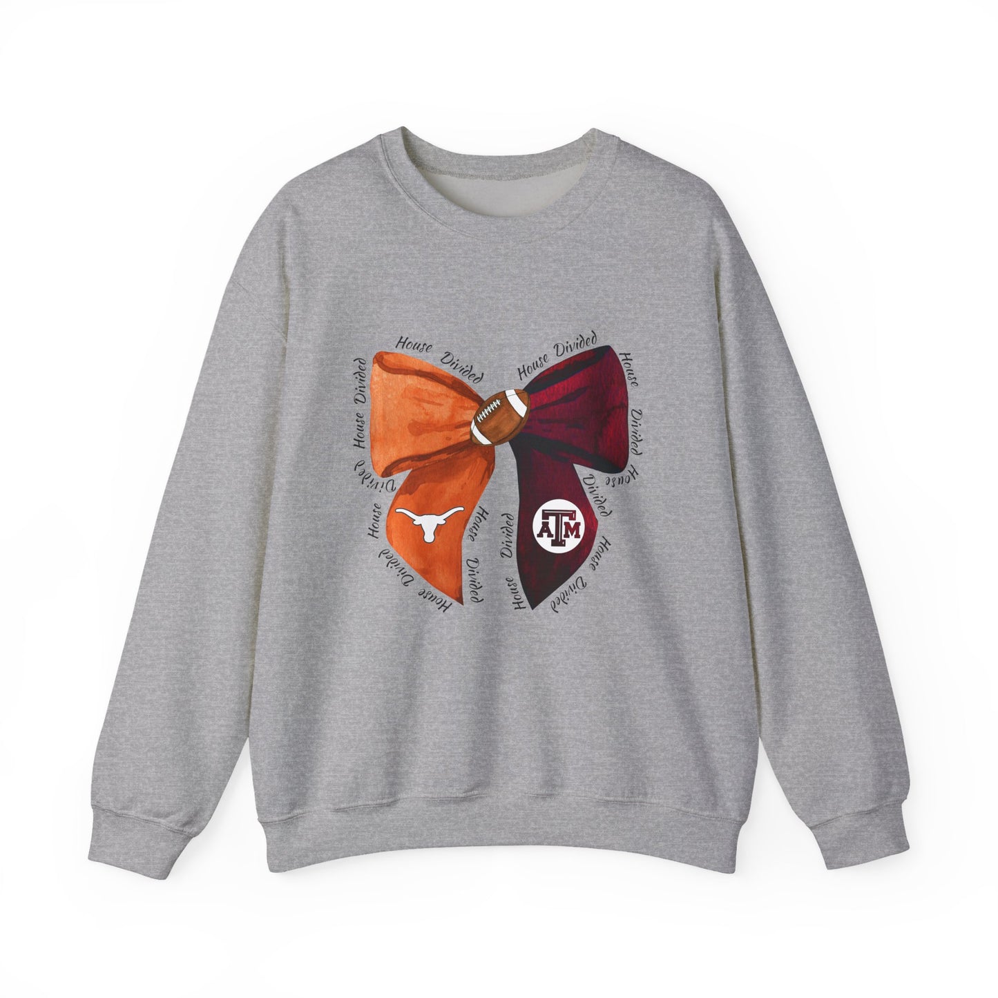 House Divided Bow Crewneck – Longhorn & Aggie Rivalry Sweatshirt, Game Day Gear