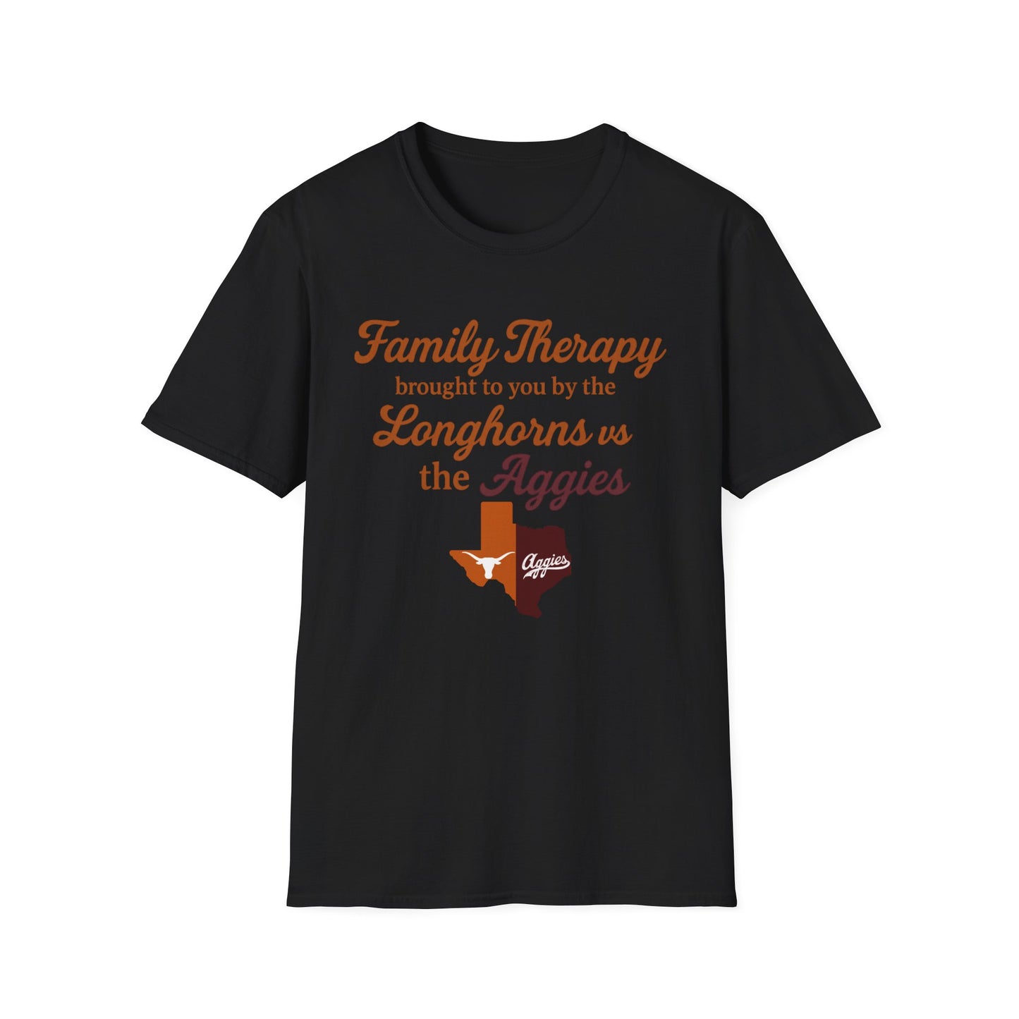 Family Therapy: Longhorns vs. Aggies Tee – Texas Rivalry Game Day Shirt