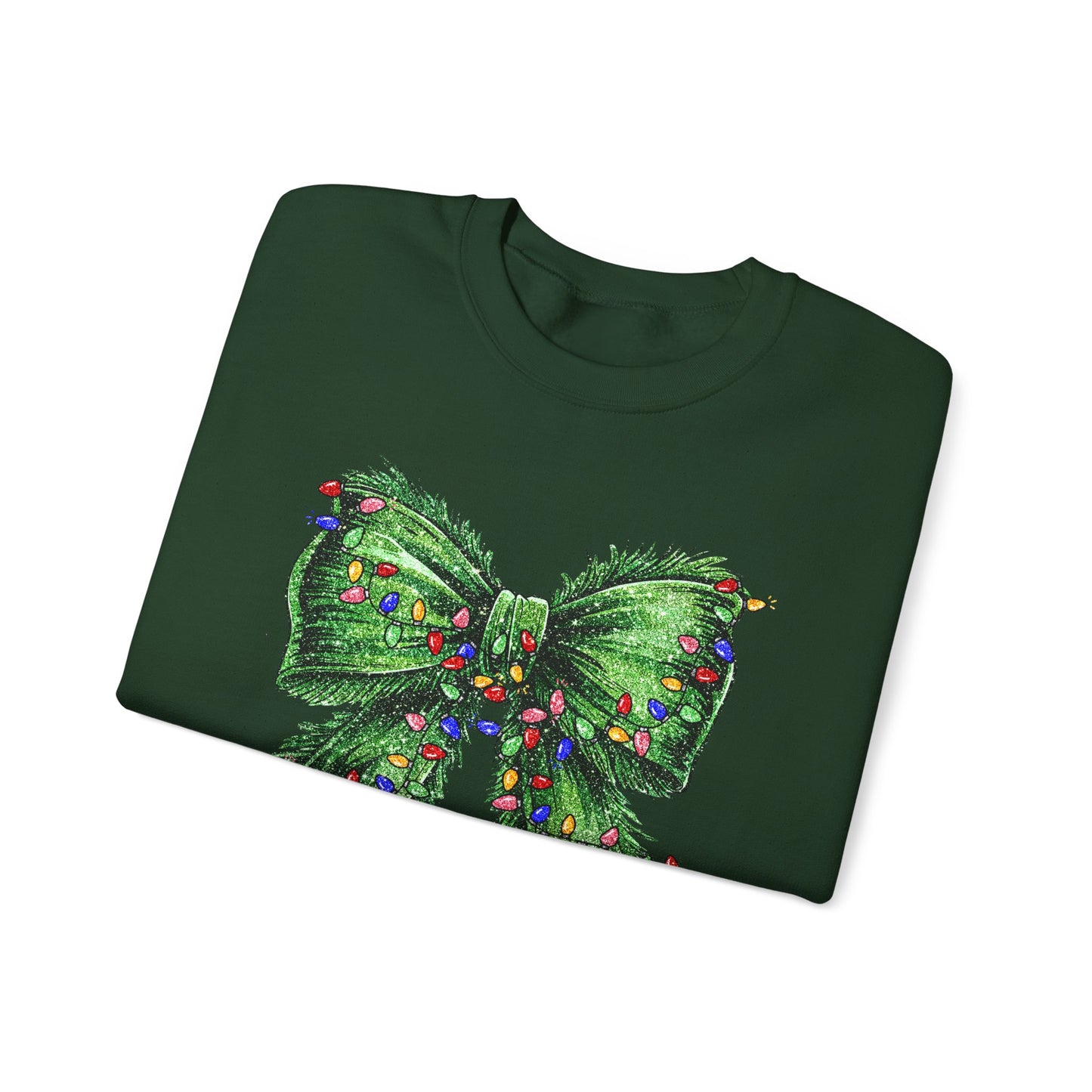 Festive Green Christmas Bow Lights Sweatshirt