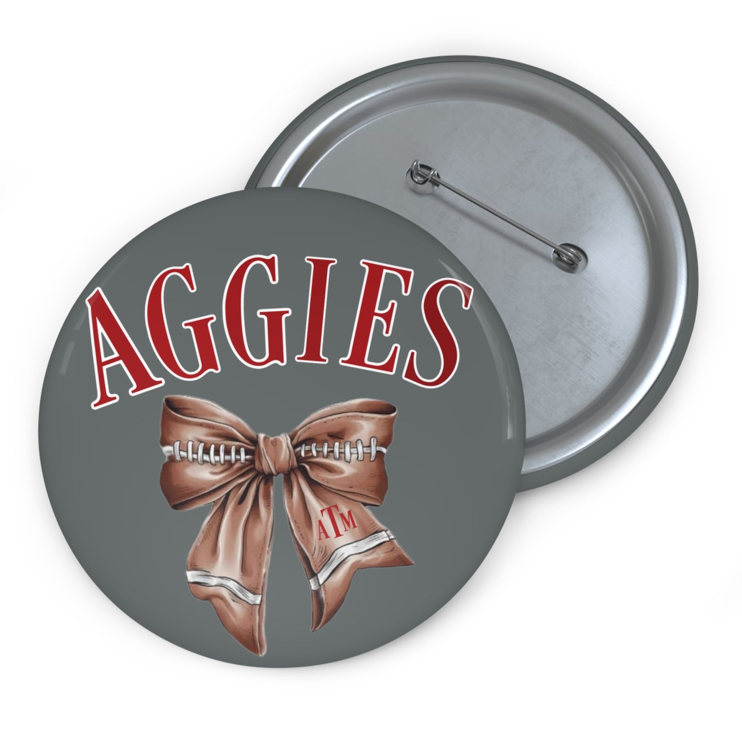 Aggies Football Bow Button Pin Game Day Pin | Aggie Game Day Accessory | Aggie Game Day Pin | Aggie Spirit Wear, Game Day Pin