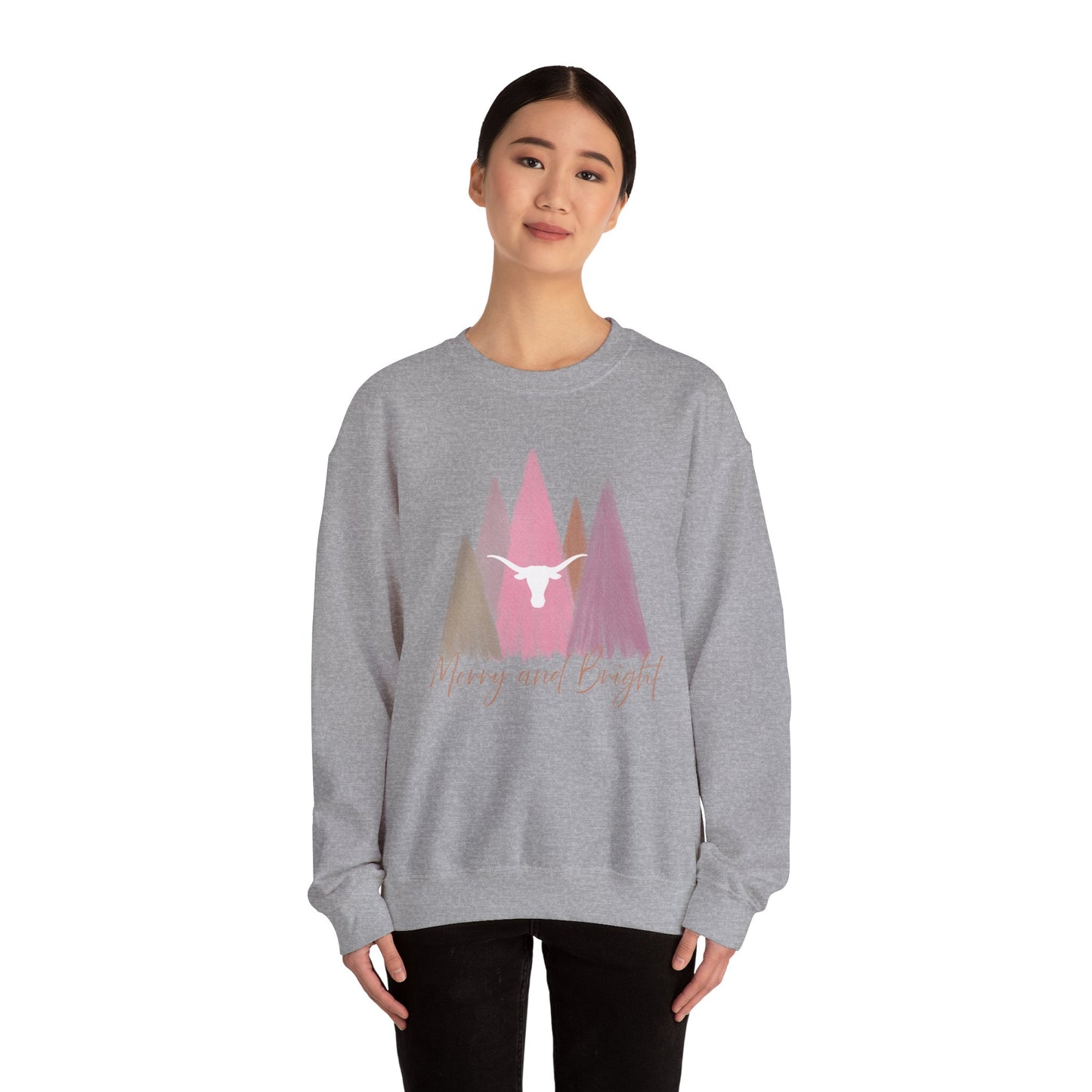 Merry and Bright Sweatshirt | Pastel Christmas Crewneck | Texas-Inspired Holiday Top