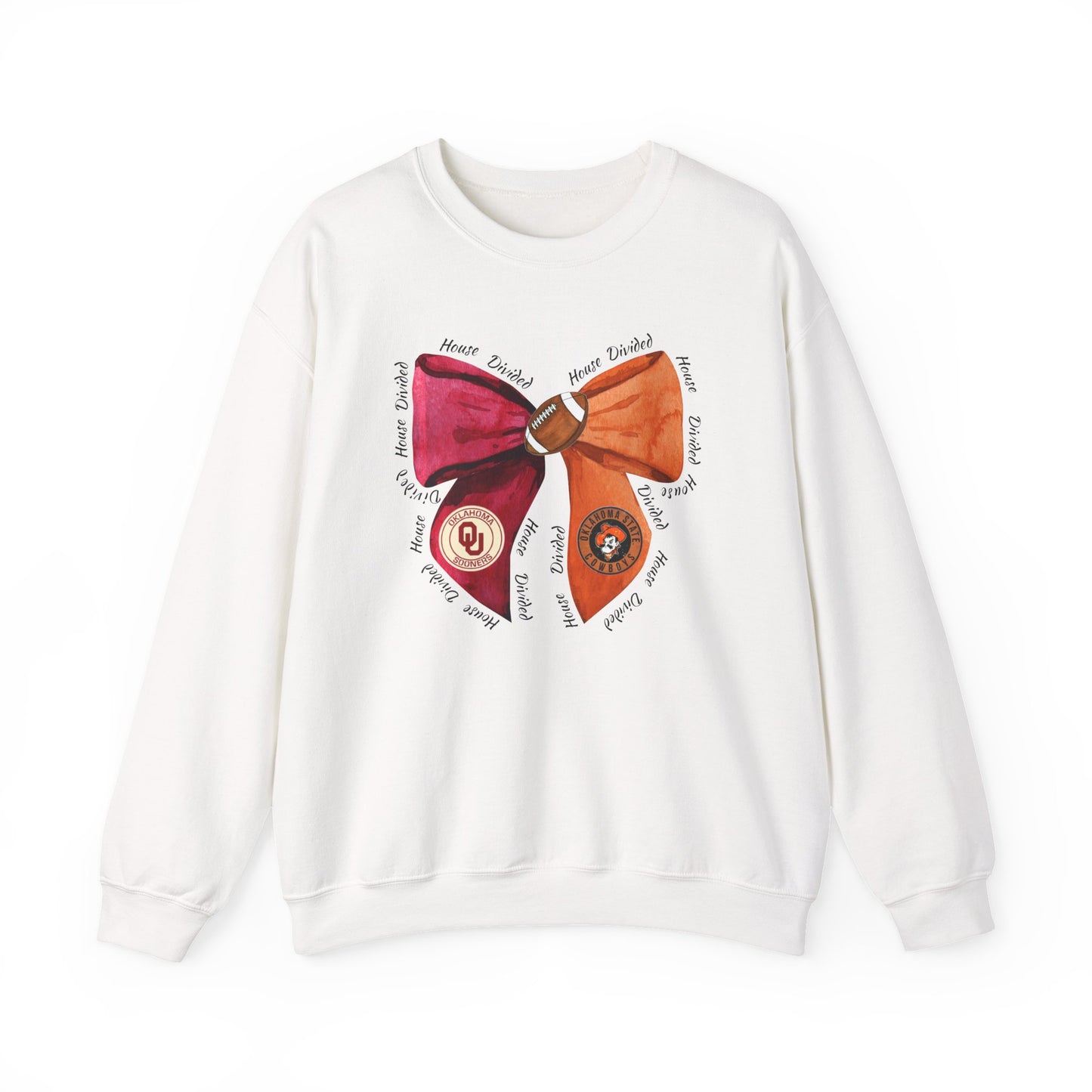 House Divided Sweatshirt | Oklahoma Bow Design | Bedlam Rivalry Crewneck | Cute Game Day Outfit for Women