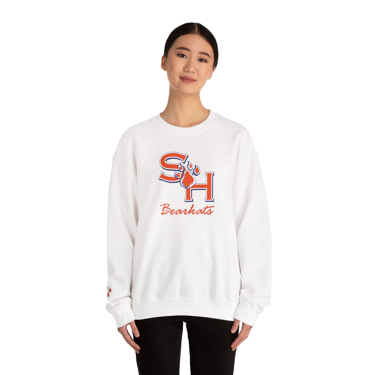 Sam Houston State University Sweatshirt | Bearkat Sleeve Print, Sam Houston State Crewneck | Printed Sleeve Game Day Sweatshirt, Bearkats