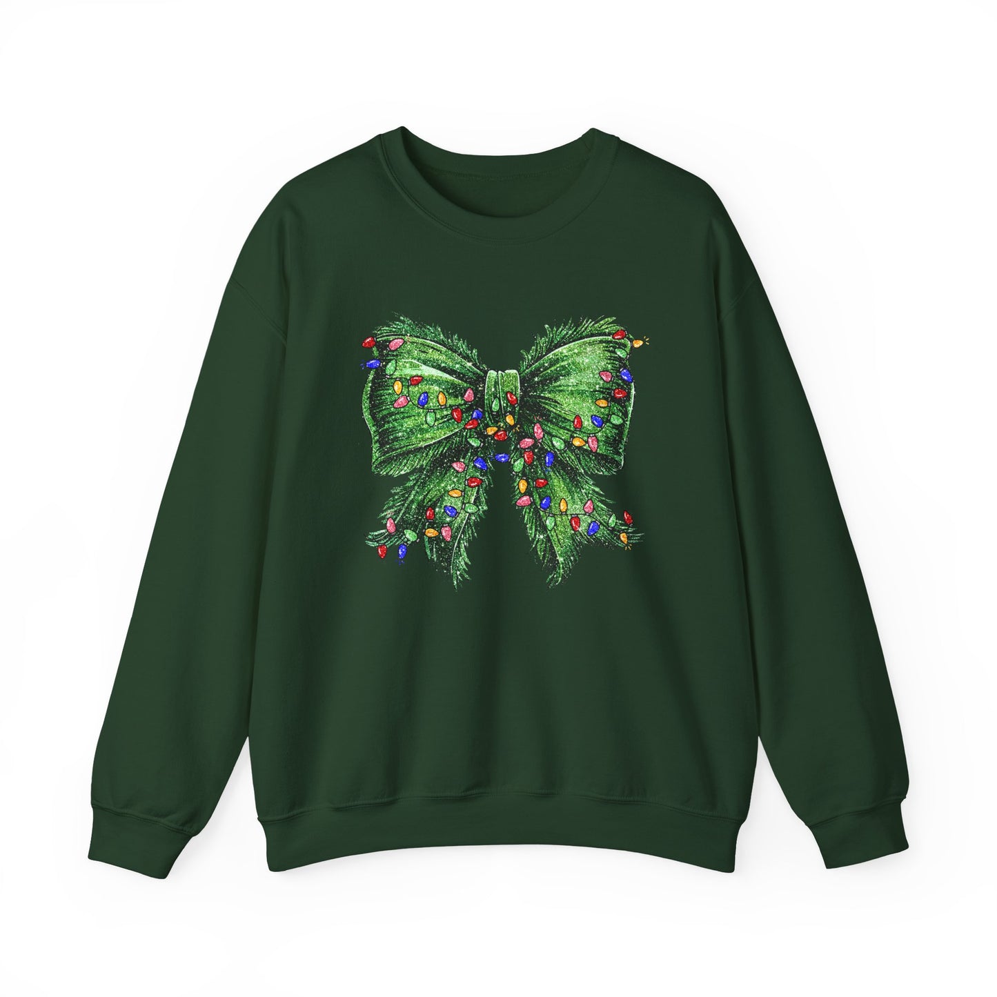 Festive Green Christmas Bow Lights Sweatshirt