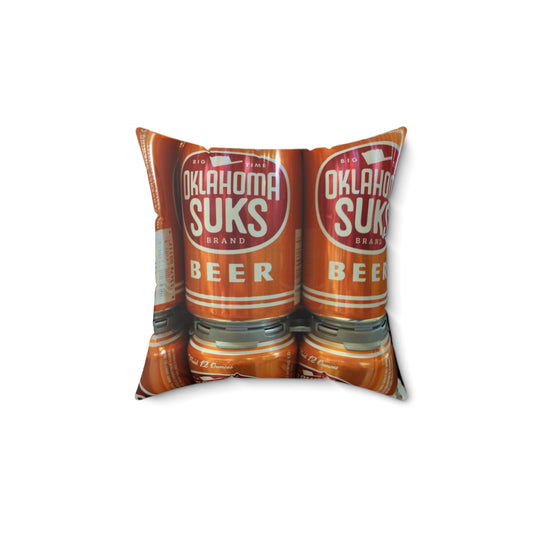 Texas Longhorns Beer-themed Faux Suede Pillow | Perfect for Man Caves, Home Bars, Gift for Beer Lovers, Texas Longhorns gift, UT Dorm Decor