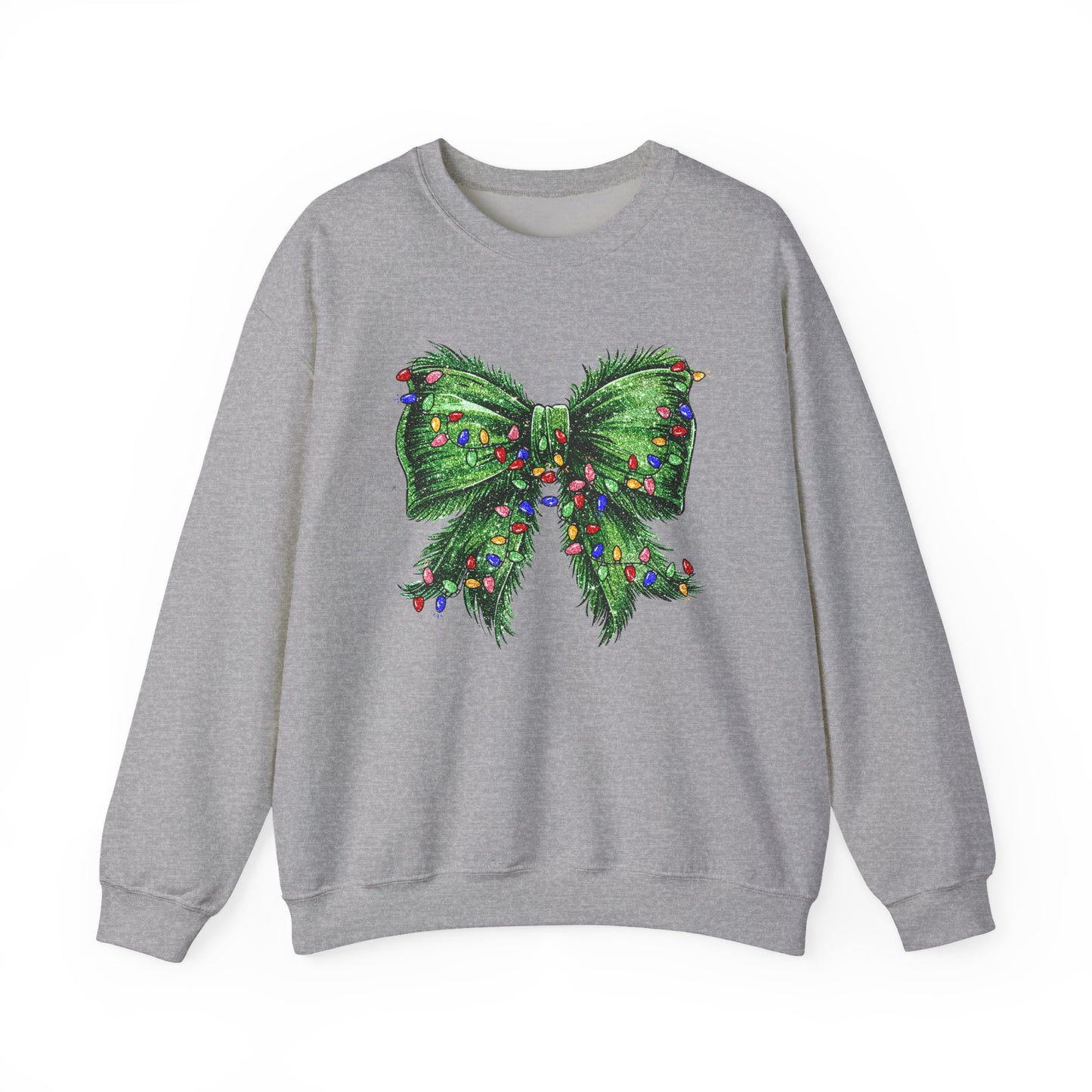 Festive Green Christmas Bow Lights Sweatshirt