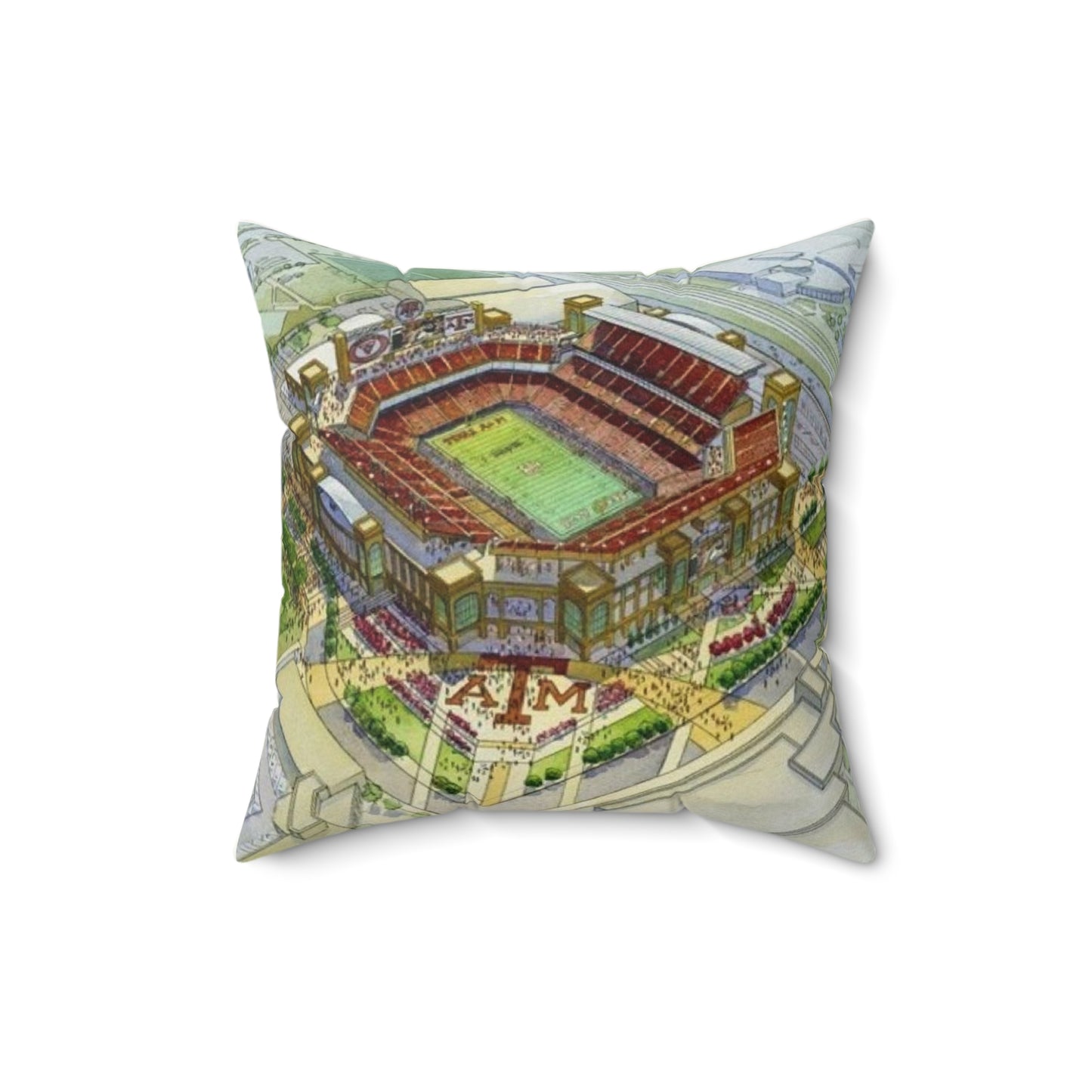 Aggies Stadium Faux Suede Pillow | Kyle Field Watercolor Throw Pillow | College Game Day Home Décor, Dorm Accessory
