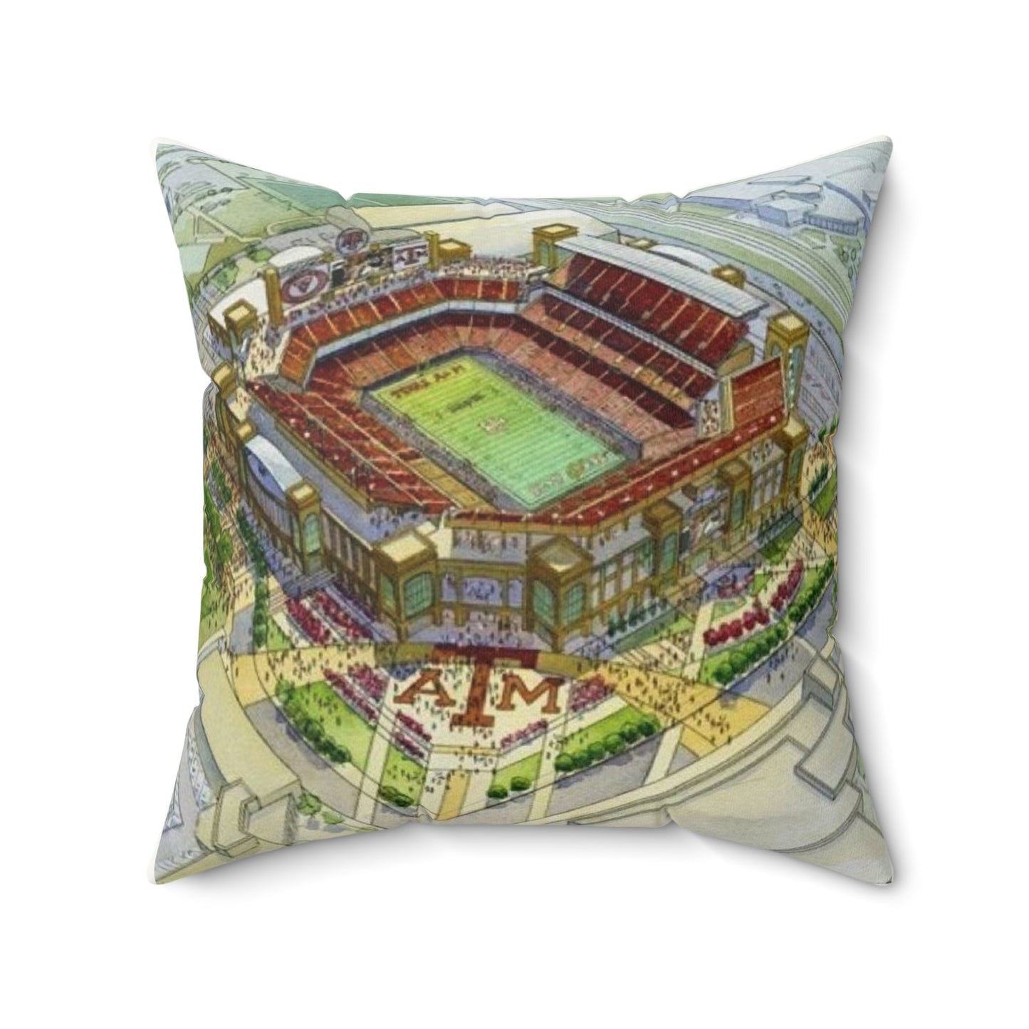 Aggies Stadium Faux Suede Pillow | Kyle Field Watercolor Throw Pillow | College Game Day Home Décor, Dorm Accessory