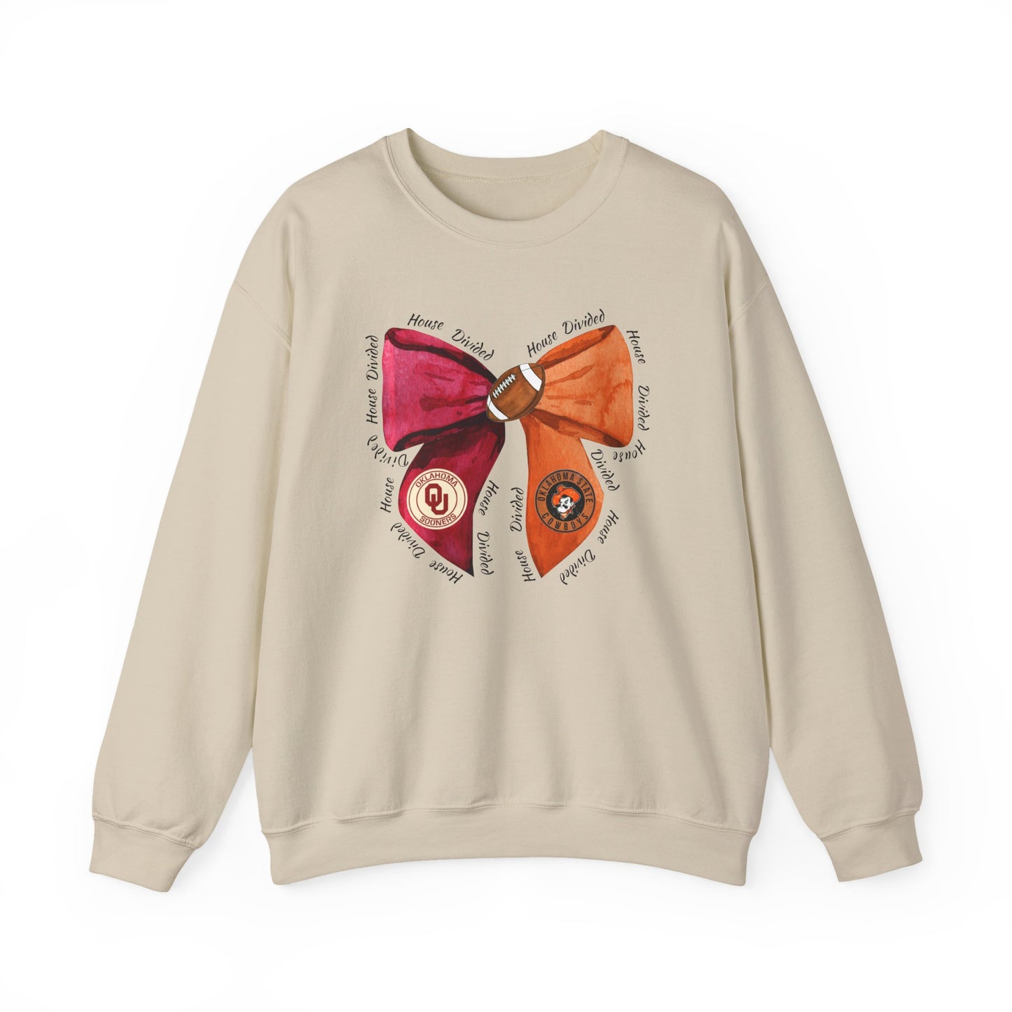 House Divided Sweatshirt | Oklahoma Bow Design | Bedlam Rivalry Crewneck | Cute Game Day Outfit for Women