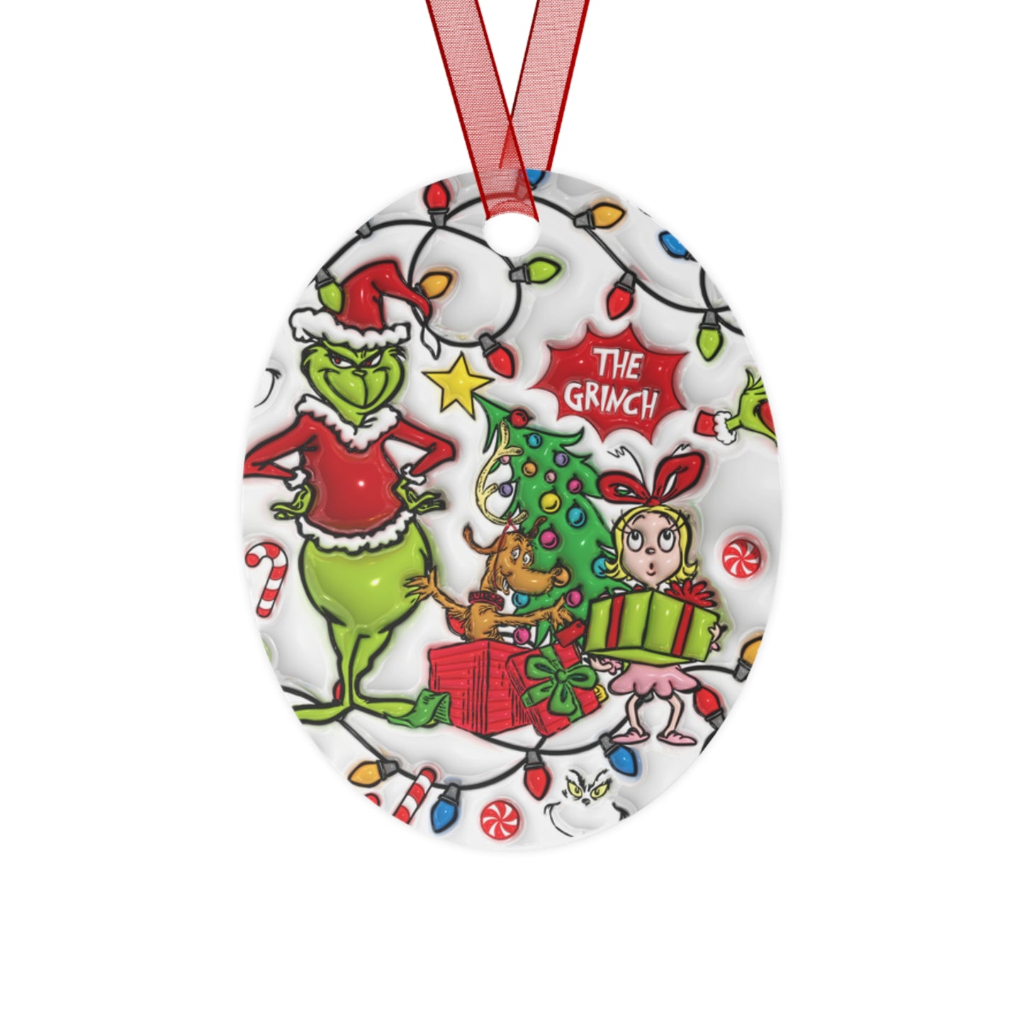 Whimsical Christmas Ornament, Christmas Double Sided Decoration Metal Ornaments, Holiday Home Decor, Tree Ornaments, Festive Xmas Gift, Grumpy Green Man Christmas