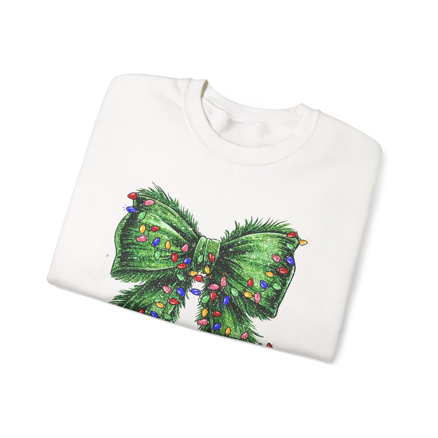 Festive Green Christmas Bow Lights Sweatshirt