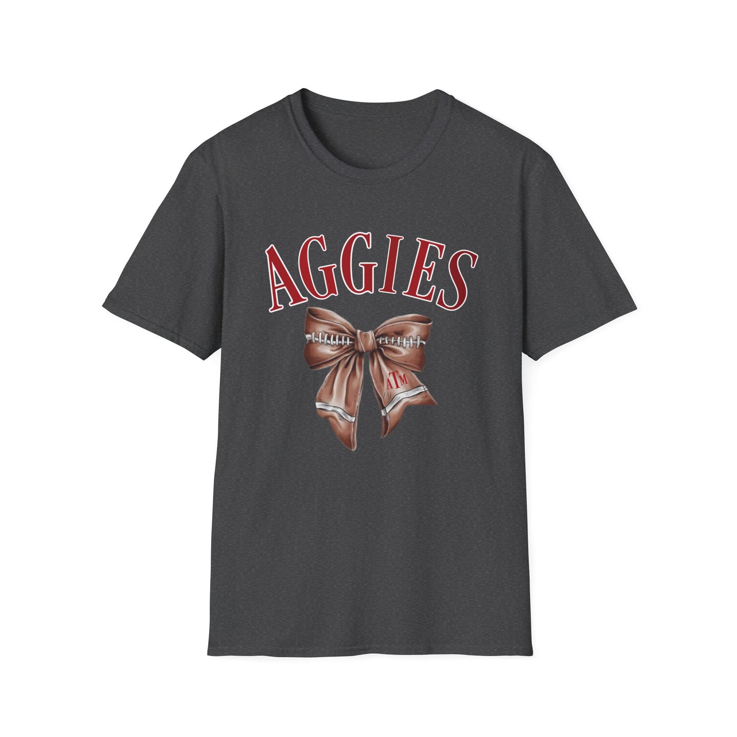 Aggies Bow Graphic Unisex Softstyle T-Shirt | Perfect for Holidays, Game Days, College Events, Gifts, Fan Gear