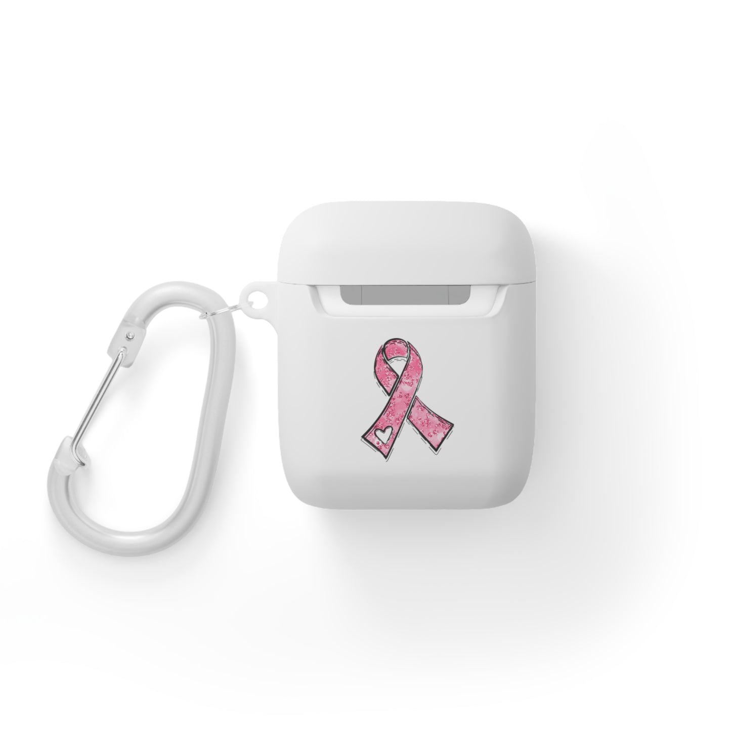 Cancer Awareness AirPods Case Cover, Pink Ribbon Design, Gift for Cancer Fighters, Supportive Tech Accessory, Breast Cancer Month