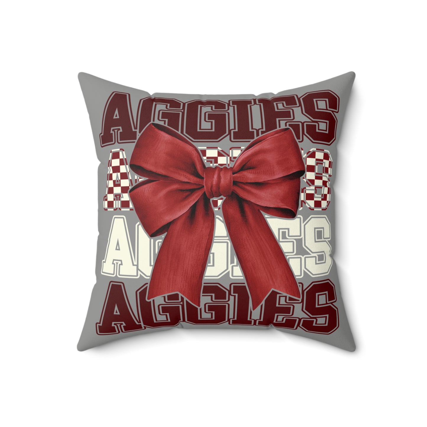 Aggies Faux Suede Throw Pillow, Dorm Decorations, College Gifts Single Side Print, Aggie Pride Home, Maroon Bow College Spirit Throw Pillow