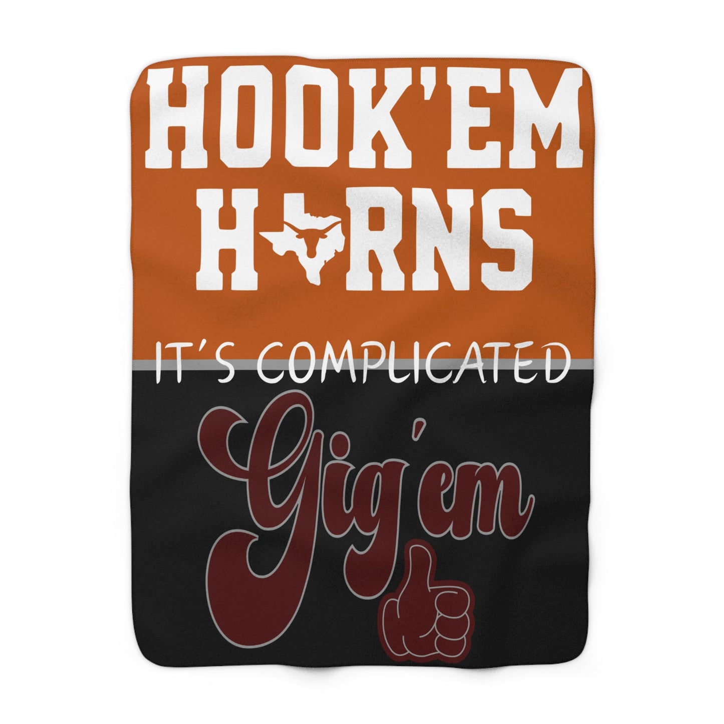 It’s Complicated Sherpa Blanket | Texas Rivalry Throw | Cozy House Divided Gift