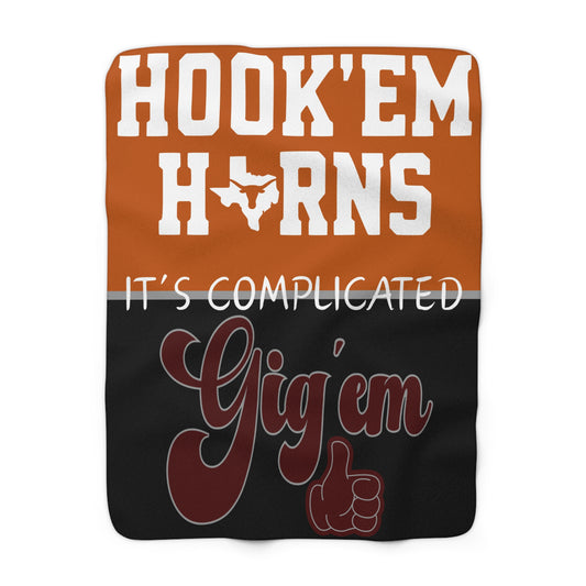 It’s Complicated Sherpa Blanket | Texas Rivalry Throw | Cozy House Divided Gift