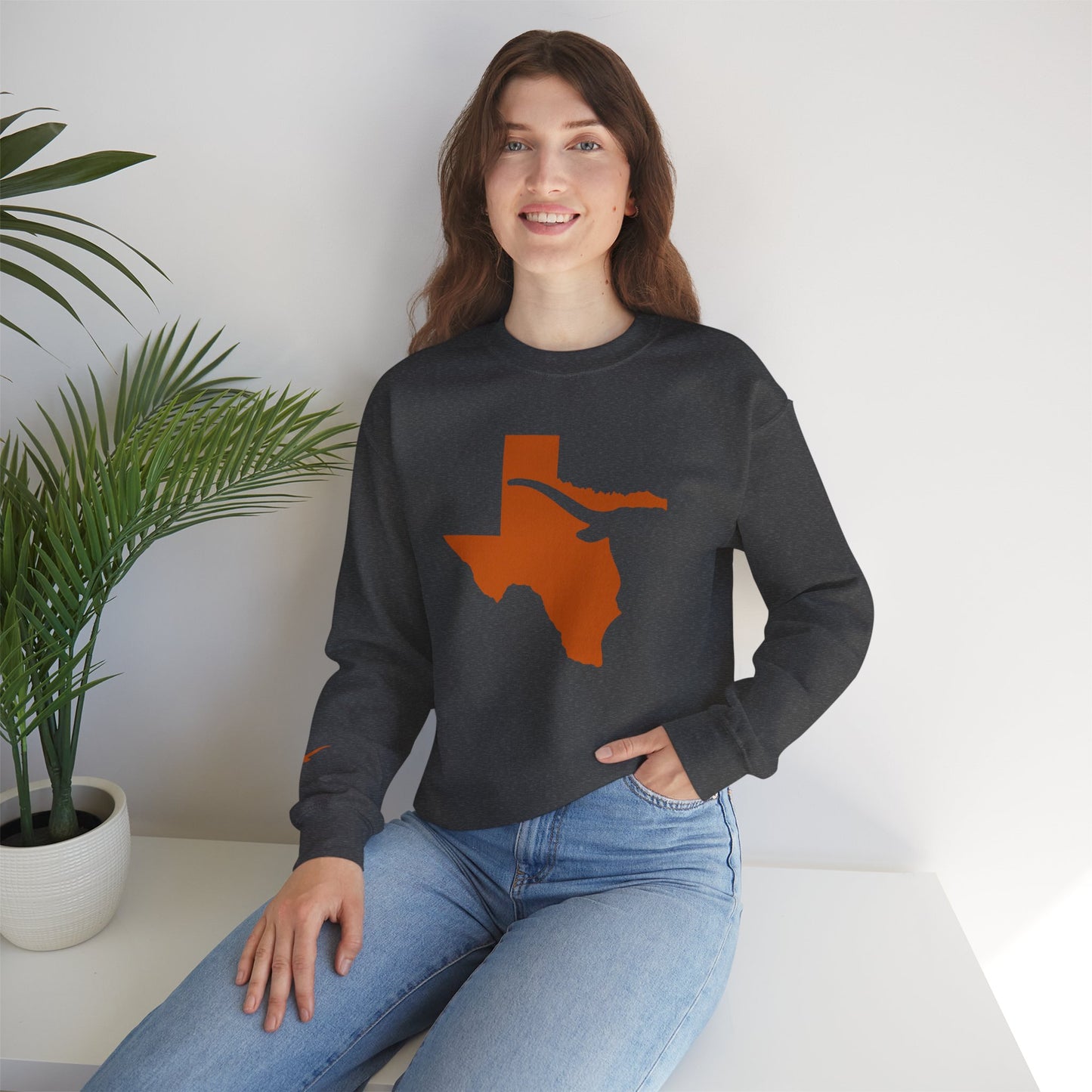 Texas Sweatshirt | Longhorn Sleeve Print, Texas Crewneck | Printed Sleeve Game Day Sweatshirt | Student Gift | Alumni Gear