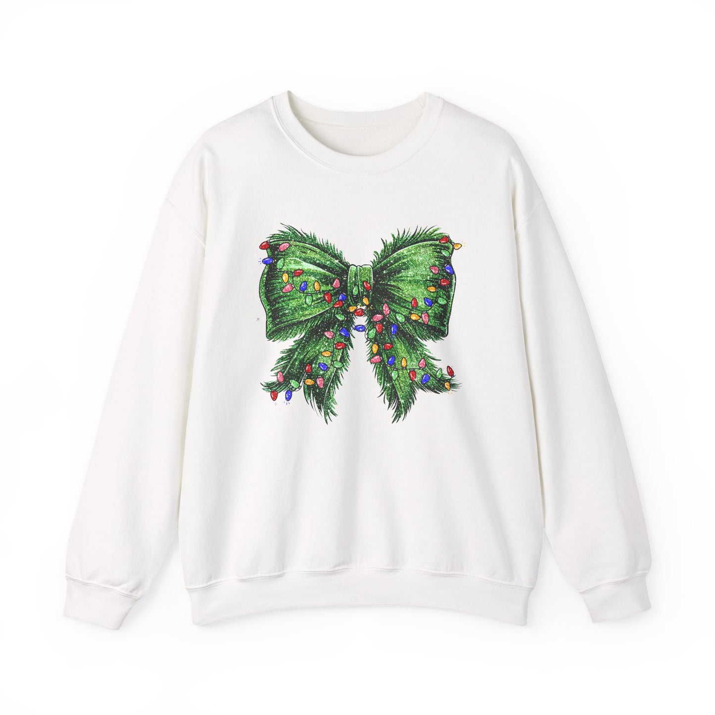 Festive Green Christmas Bow Lights Sweatshirt