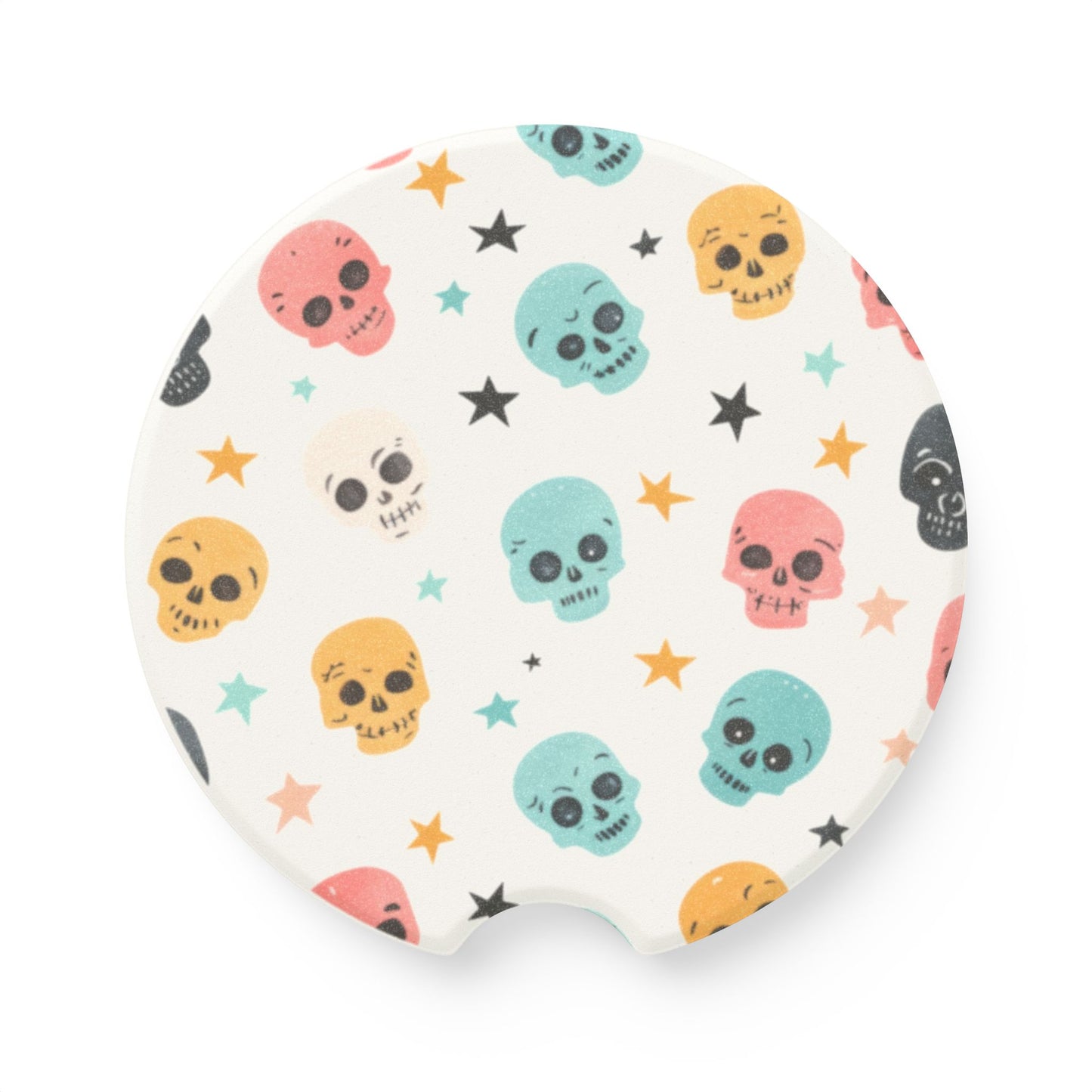 Car Coaster, Halloween Skulls Design, Spooky Cup Holder Insert, Vehicle Accessory Gift, Car Decor, Halloween Car Accessories