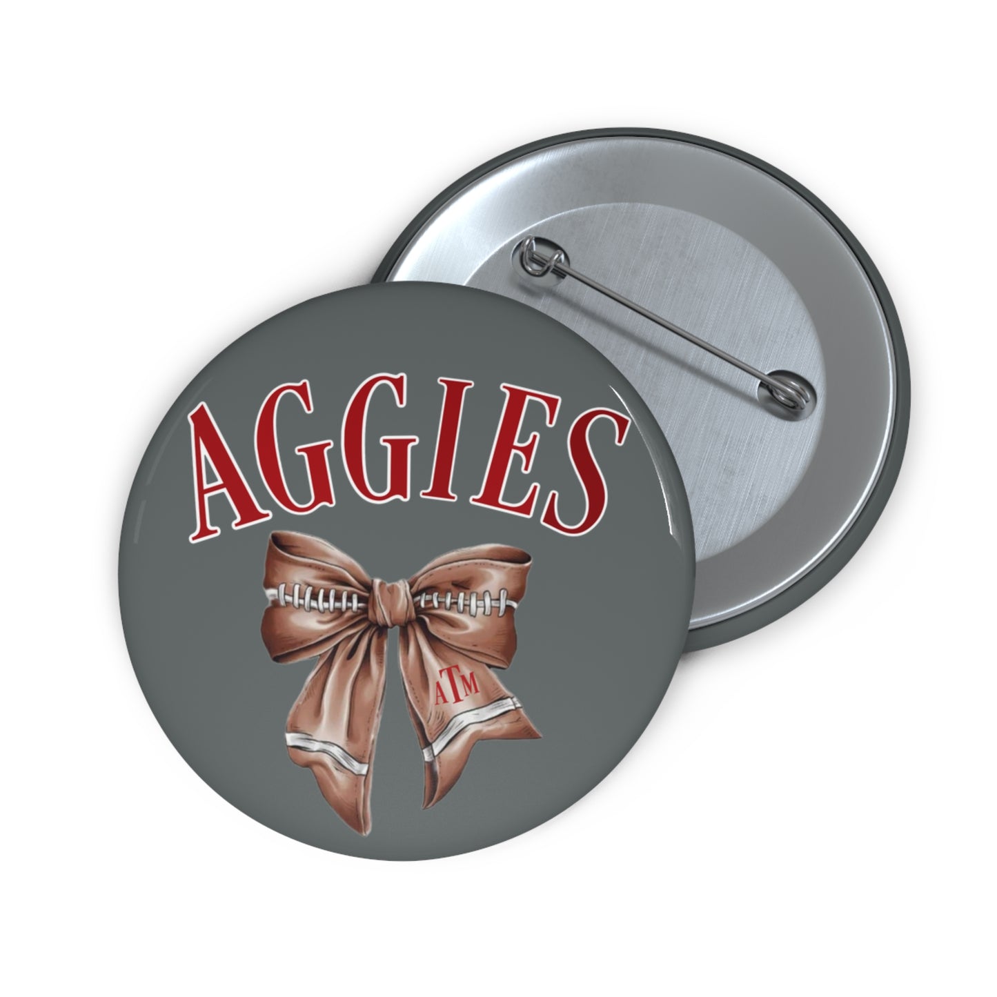 Aggies Football Bow Button Pin Game Day Pin | Aggie Game Day Accessory | Aggie Game Day Pin | Aggie Spirit Wear, Game Day Pin