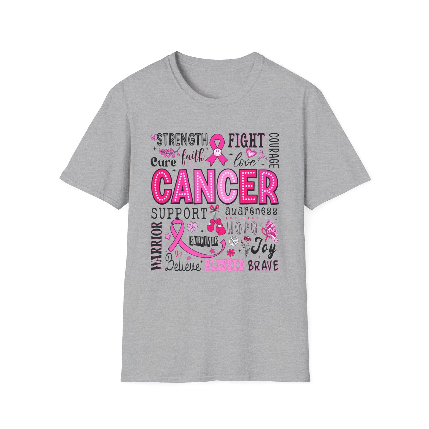 Breast Cancer Awareness, Breast Cancer, Faith, Hope Cure Inspired Softstyle T-Shirt, Inspirational Gift, Cancer Awareness Shirt, Luke 1:37