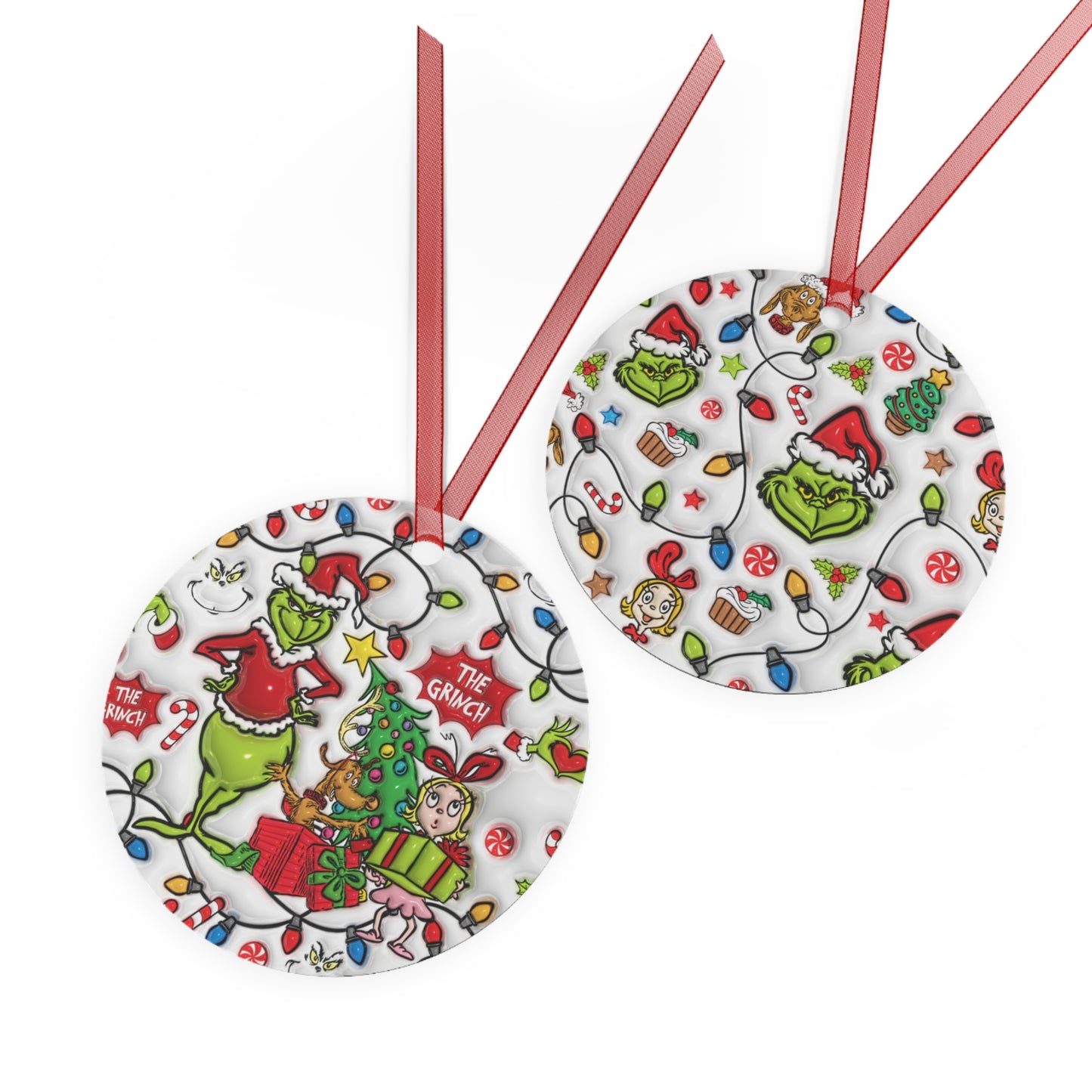 Whimsical Christmas Ornament, Christmas Double Sided Decoration Metal Ornaments, Holiday Home Decor, Tree Ornaments, Festive Xmas Gift, Grumpy Green Man Christmas