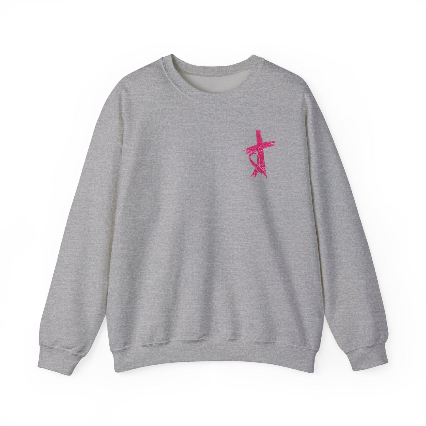 Breast Cancer Awareness, Find the Cure, Inspirational Crewneck Sweatshirt, Faith-Based Fashion, Motivational Gift, Christian Luke 1:37