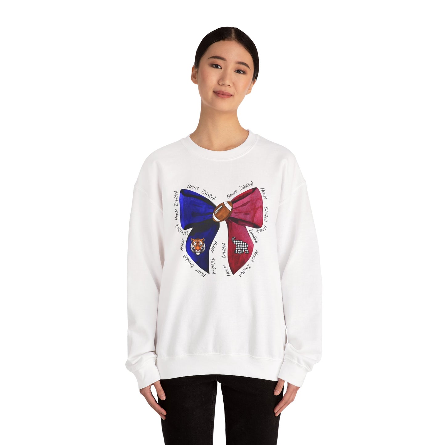 House Divided Sweatshirt | Auburn & Alabama Bow Design | Cute College Rivalry Crewneck | Game Day Outfit