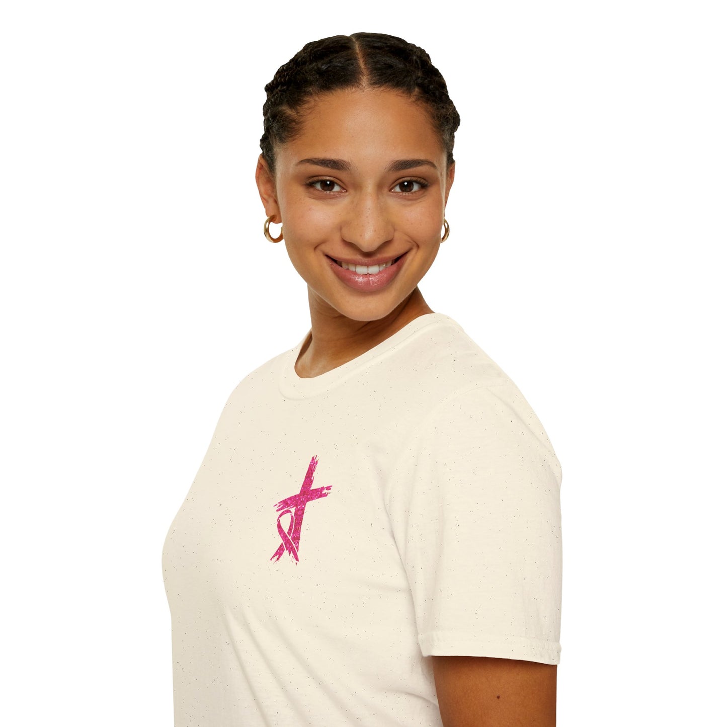 Breast Cancer Awareness, Breast Cancer, Faith, Hope Cure Inspired Softstyle T-Shirt, Inspirational Gift, Cancer Awareness Shirt, Luke 1:37