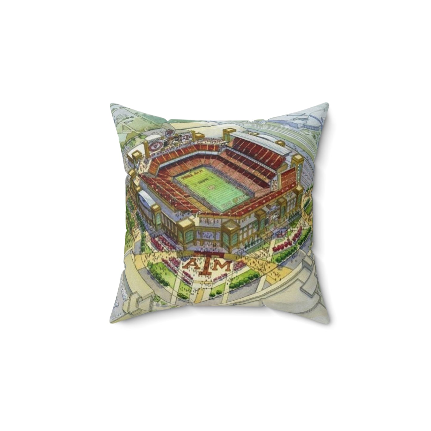 Aggies Stadium Faux Suede Pillow | Kyle Field Watercolor Throw Pillow | College Game Day Home Décor, Dorm Accessory