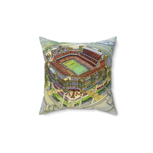 Aggies Stadium Faux Suede Pillow | Kyle Field Watercolor Throw Pillow | College Game Day Home Décor, Dorm Accessory