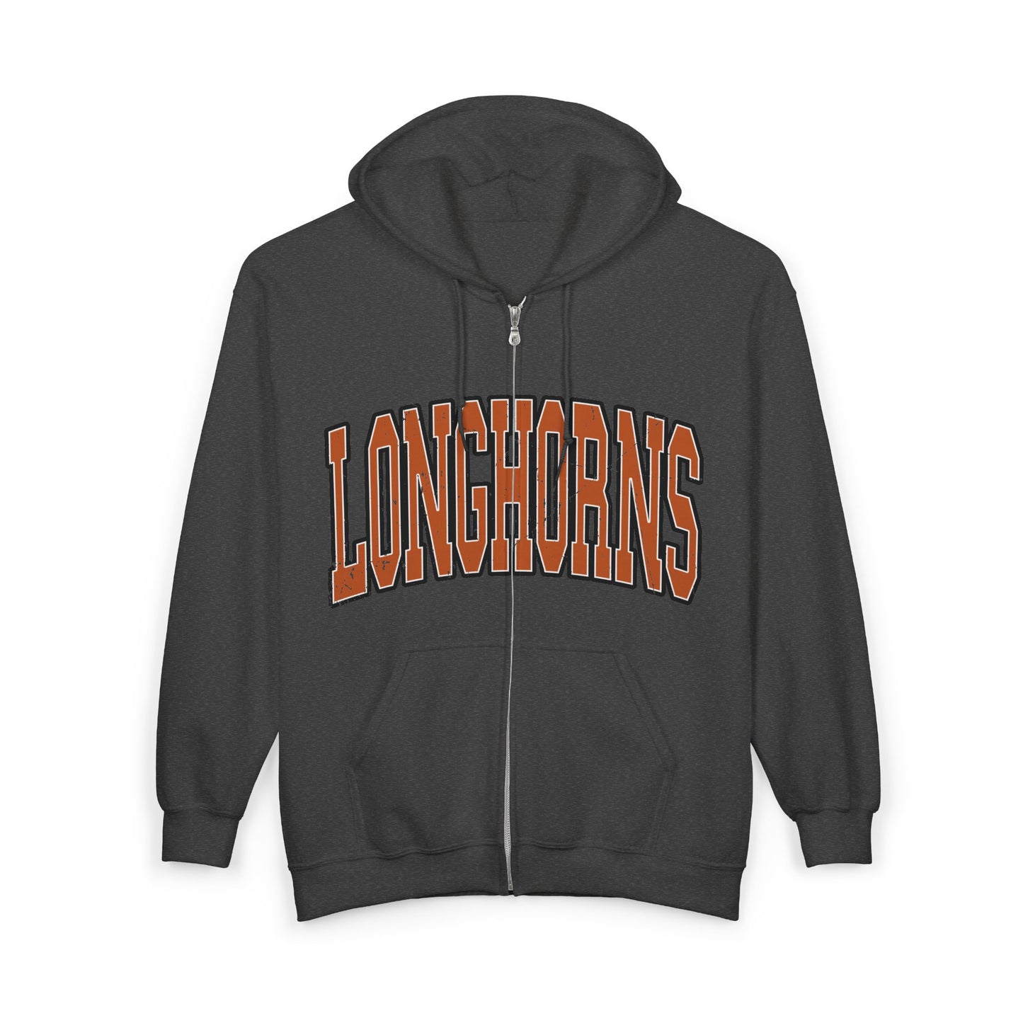 University of Texas Longhorns Zip-Up Hoodie with front and back design, Perfect for College Spirit, Game Day Gear, Longhorns, UT