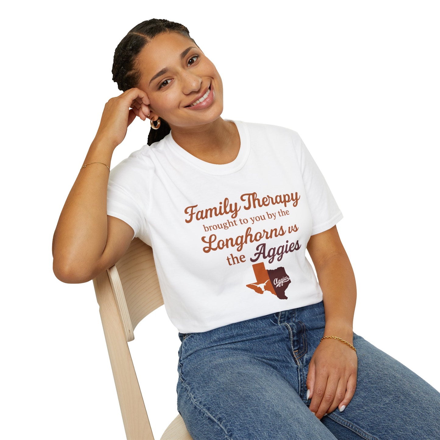 Family Therapy: Longhorns vs. Aggies Tee – Texas Rivalry Game Day Shirt