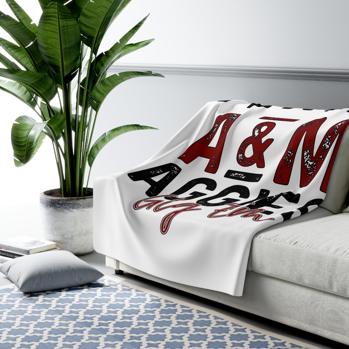 Aggies Sherpa Fleece Blanket, Cozy Throw for Home, Gift for Texas Fans, Texas Blanket, Dorm Accessory