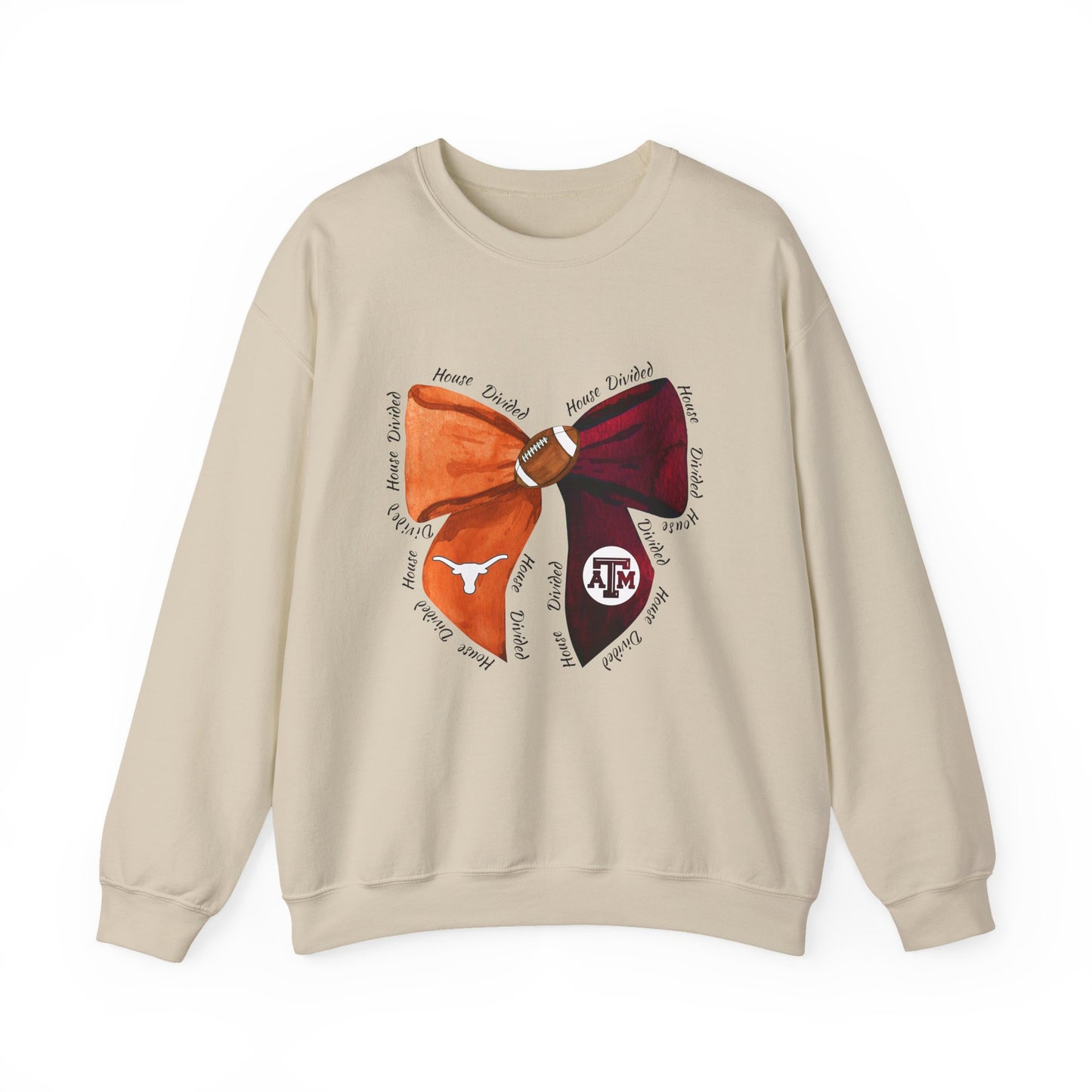 House Divided Bow Crewneck – Longhorn & Aggie Rivalry Sweatshirt, Game Day Gear