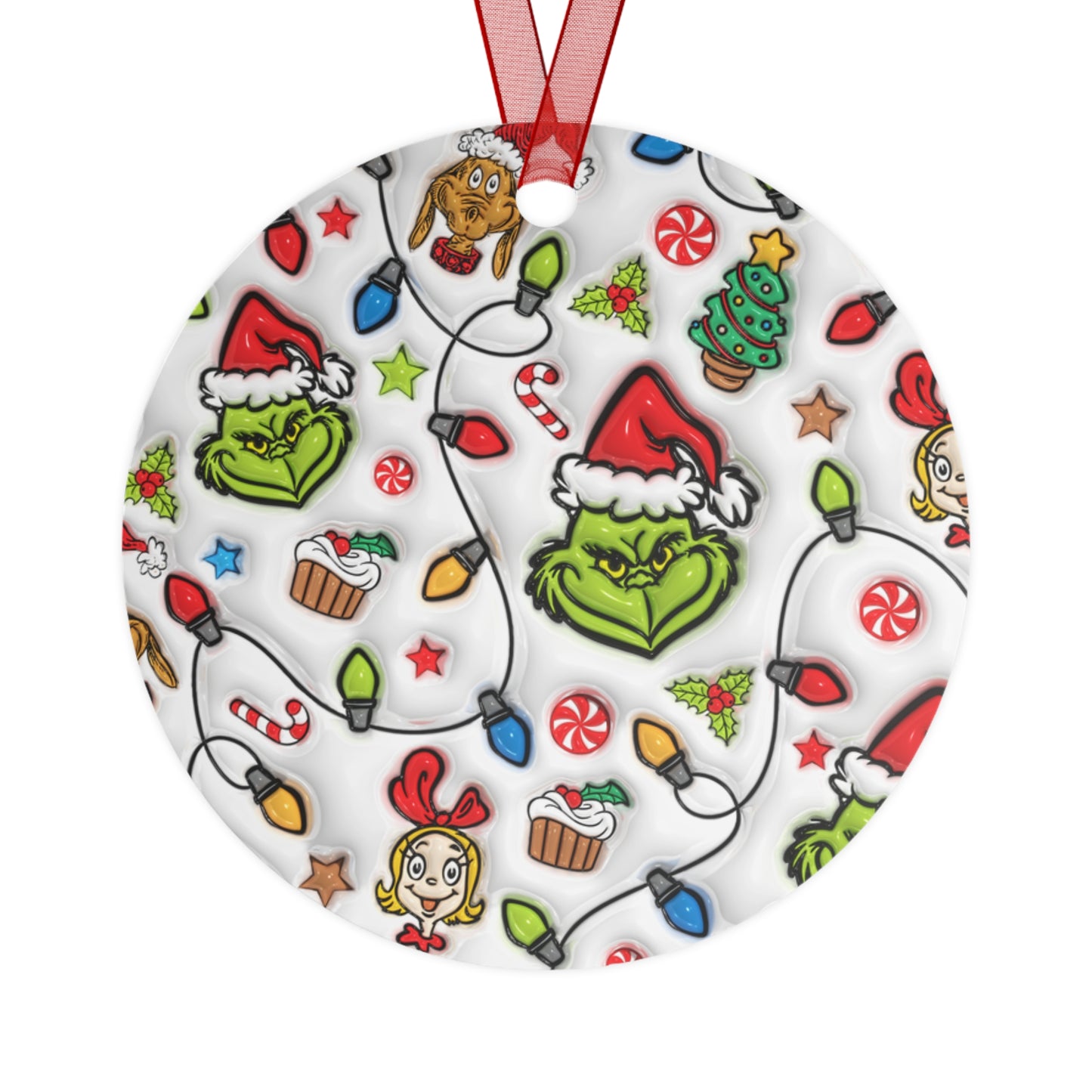 Whimsical Christmas Ornament, Christmas Double Sided Decoration Metal Ornaments, Holiday Home Decor, Tree Ornaments, Festive Xmas Gift, Grumpy Green Man Christmas