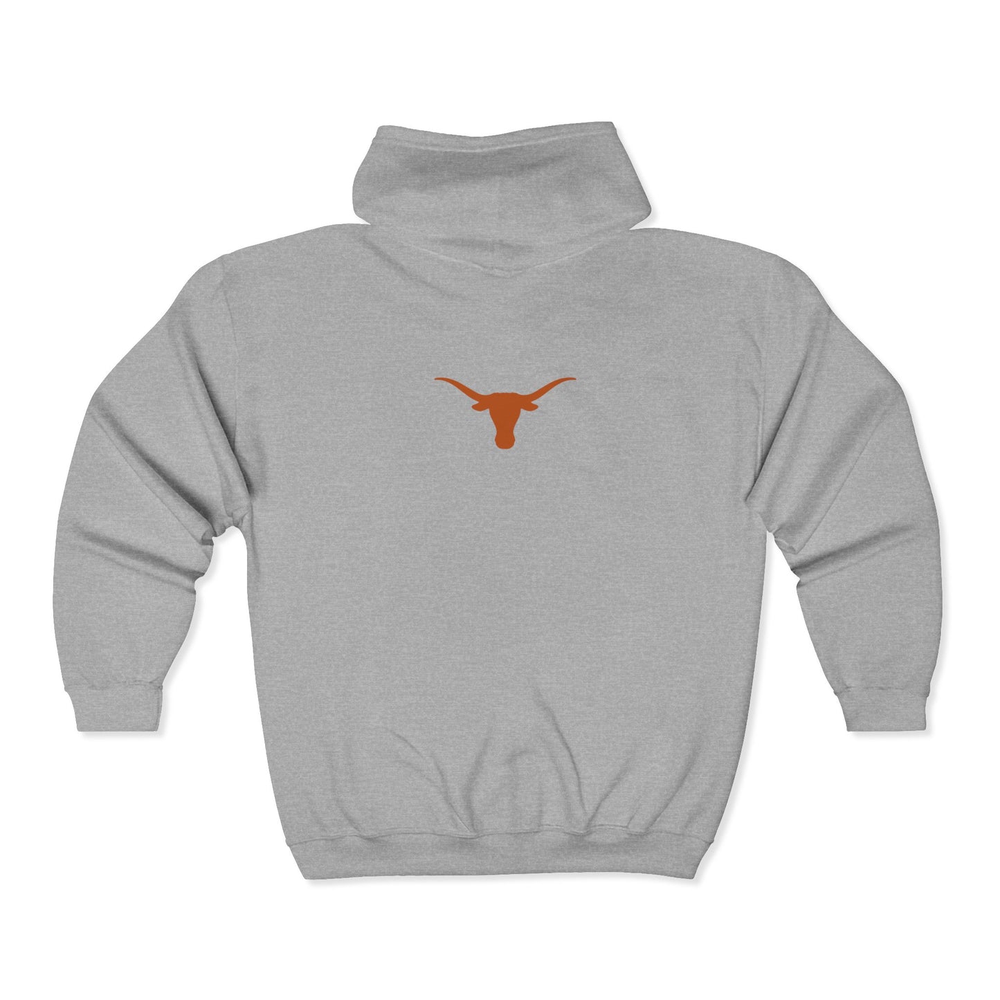 University of Texas Longhorns Zip-Up Hoodie with front and back design, Perfect for College Spirit, Game Day Gear, Longhorns, UT