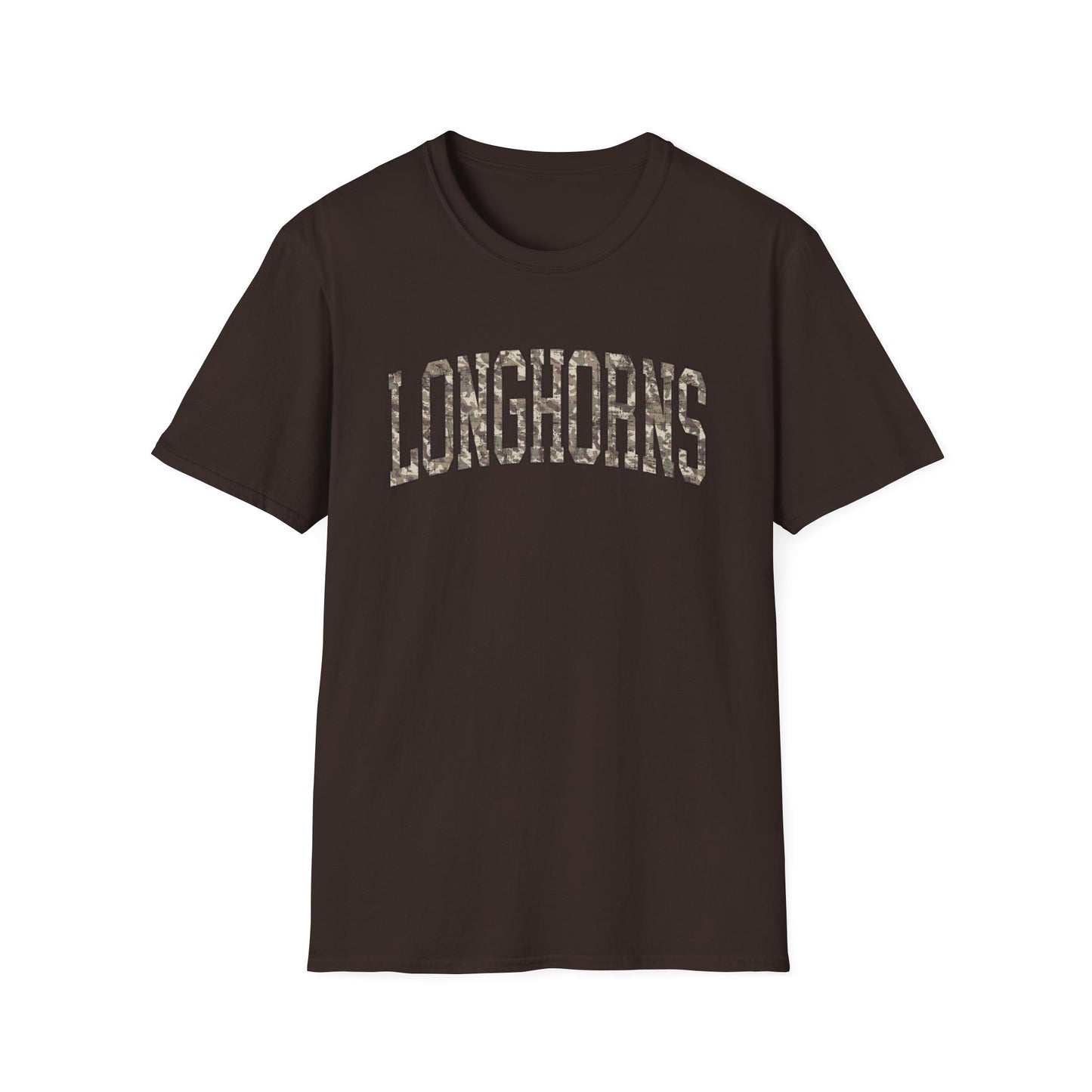 Longhorns Camo Softstyle T-Shirt | Distressed Hunting Style | Texas Game Day Apparel