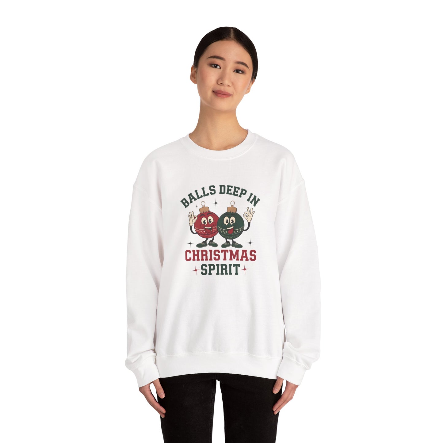 Funny Christmas Sweatshirt, Balls Deep Christmas, Winter Apparel, Unisex Crewneck, Festive Sweatshirt, Christmas Spirit, Humor Clothing