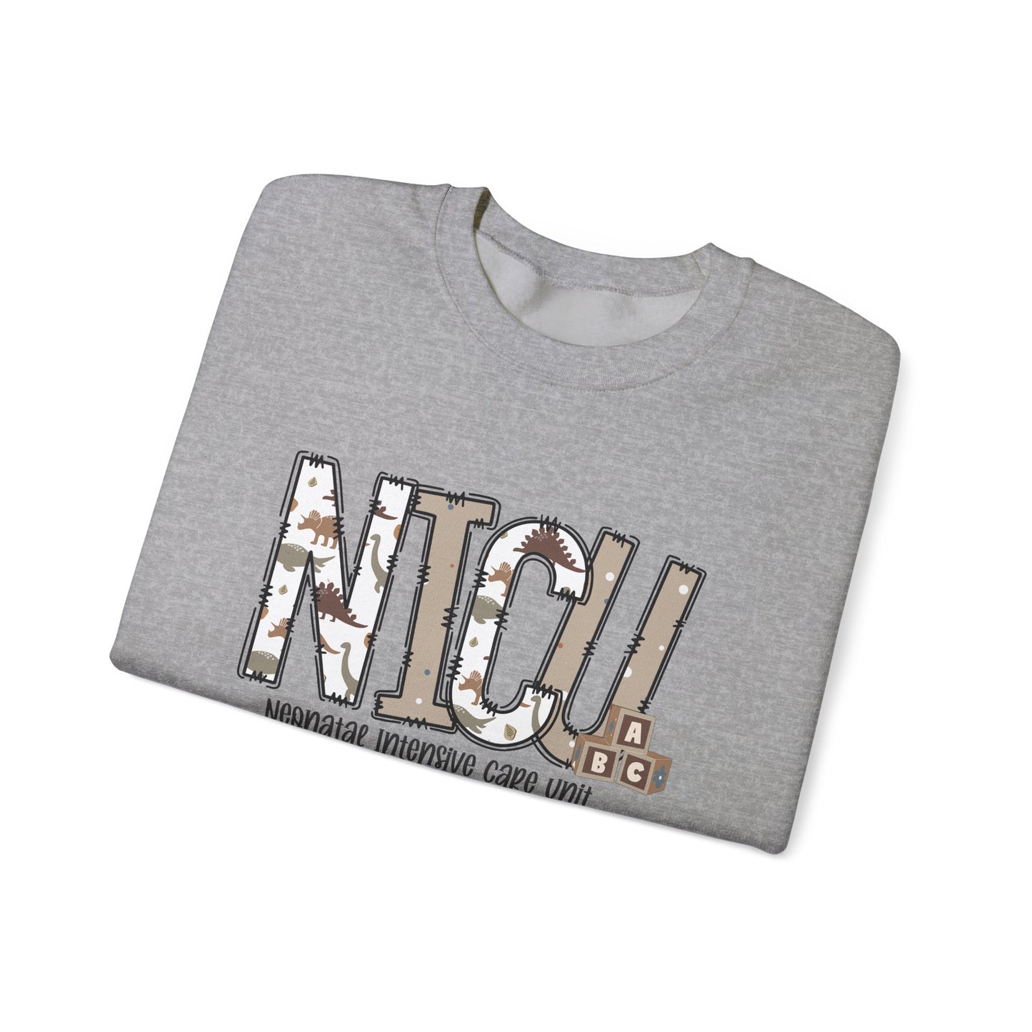 NICU Dino Nurse Crewneck Sweatshirt - Healthcare Worker Gift, Hospital Apparel, Medical Professional Clothing, Nurse Appreciation, RN Gift