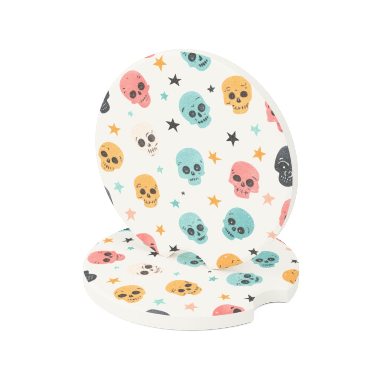 Car Coaster, Halloween Skulls Design, Spooky Cup Holder Insert, Vehicle Accessory Gift, Car Decor, Halloween Car Accessories