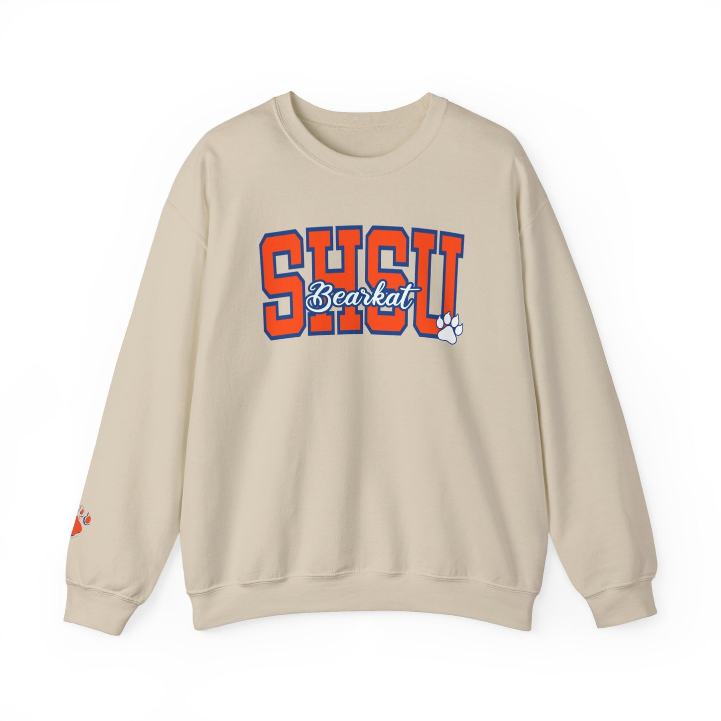 Sam Houston State University Sweatshirt | Bearkat Sleeve Print, Sam Houston State Crewneck | Printed Sleeve Game Day Sweatshirt, Bearkats