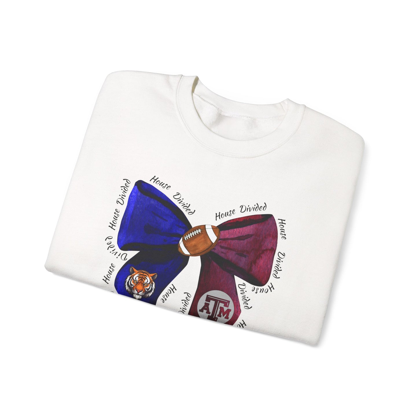 House Divided Bow Crewneck – Tigers vs Aggies | College Rivalry Game Day Sweatshirt | House Divided Apparel
