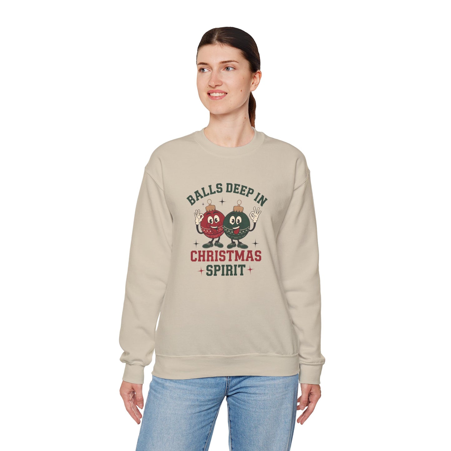Funny Christmas Sweatshirt, Balls Deep Christmas, Winter Apparel, Unisex Crewneck, Festive Sweatshirt, Christmas Spirit, Humor Clothing