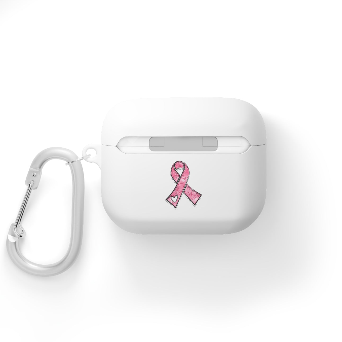 Cancer Awareness AirPods Case Cover, Pink Ribbon Design, Gift for Cancer Fighters, Supportive Tech Accessory, Breast Cancer Month