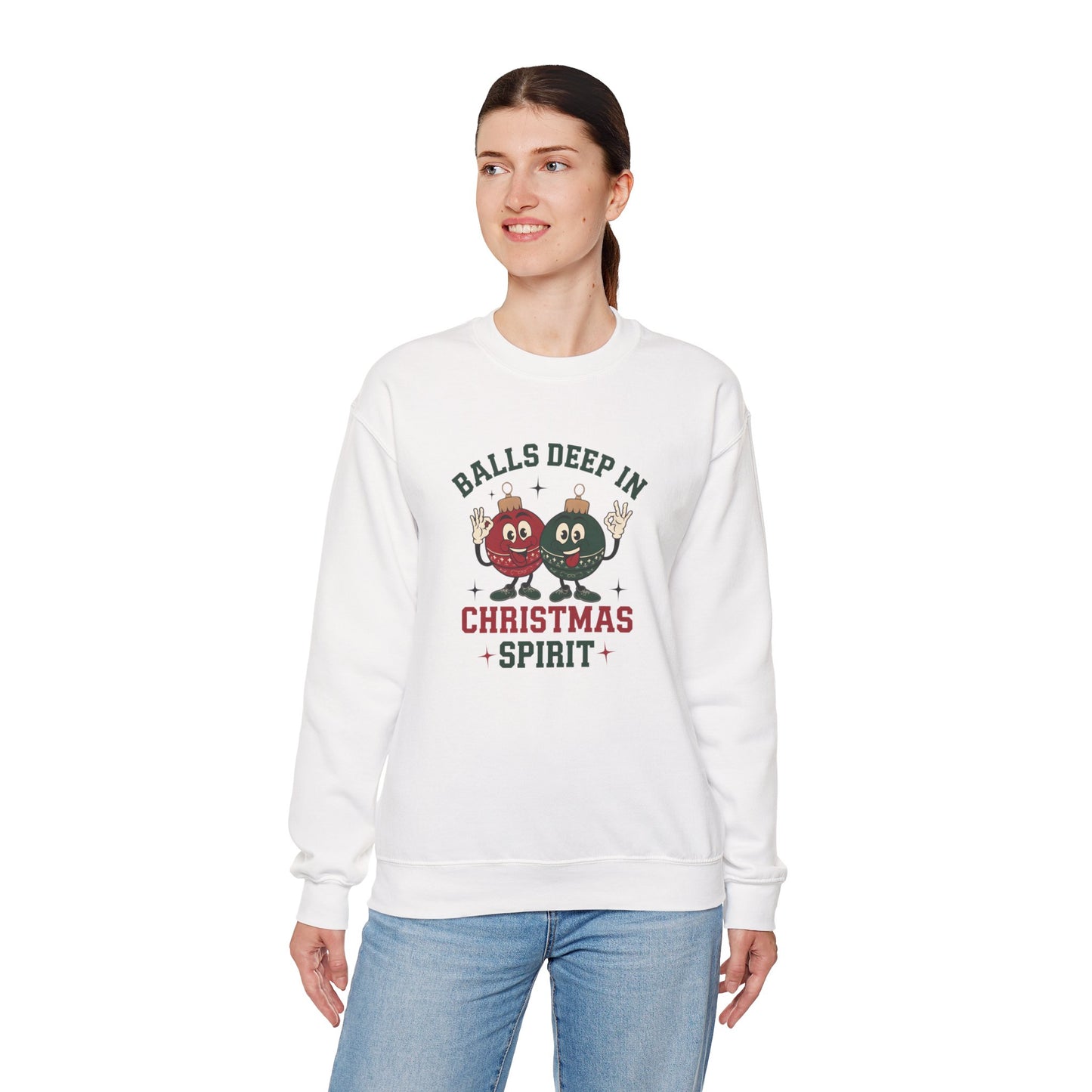 Funny Christmas Sweatshirt, Balls Deep Christmas, Winter Apparel, Unisex Crewneck, Festive Sweatshirt, Christmas Spirit, Humor Clothing