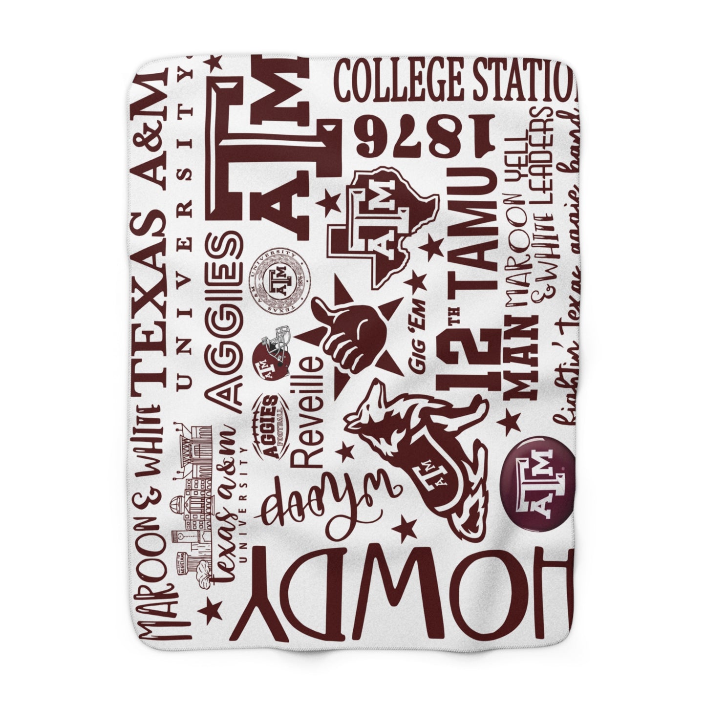 Aggies Sherpa Fleece Blanket, Cozy Throw for Home, Gift for Texas Fans, Texas Blanket, Dorm Accessory