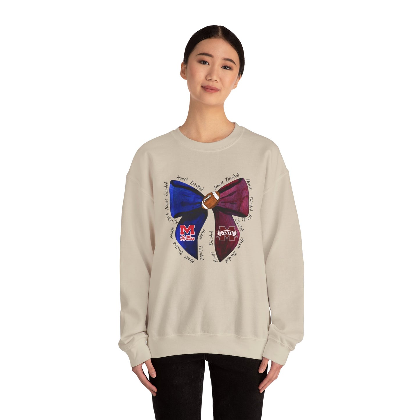 House Divided Sweatshirt | Mississippi Bow Design | Egg Bowl Rivalry | Cute Game Day Outfit for Women