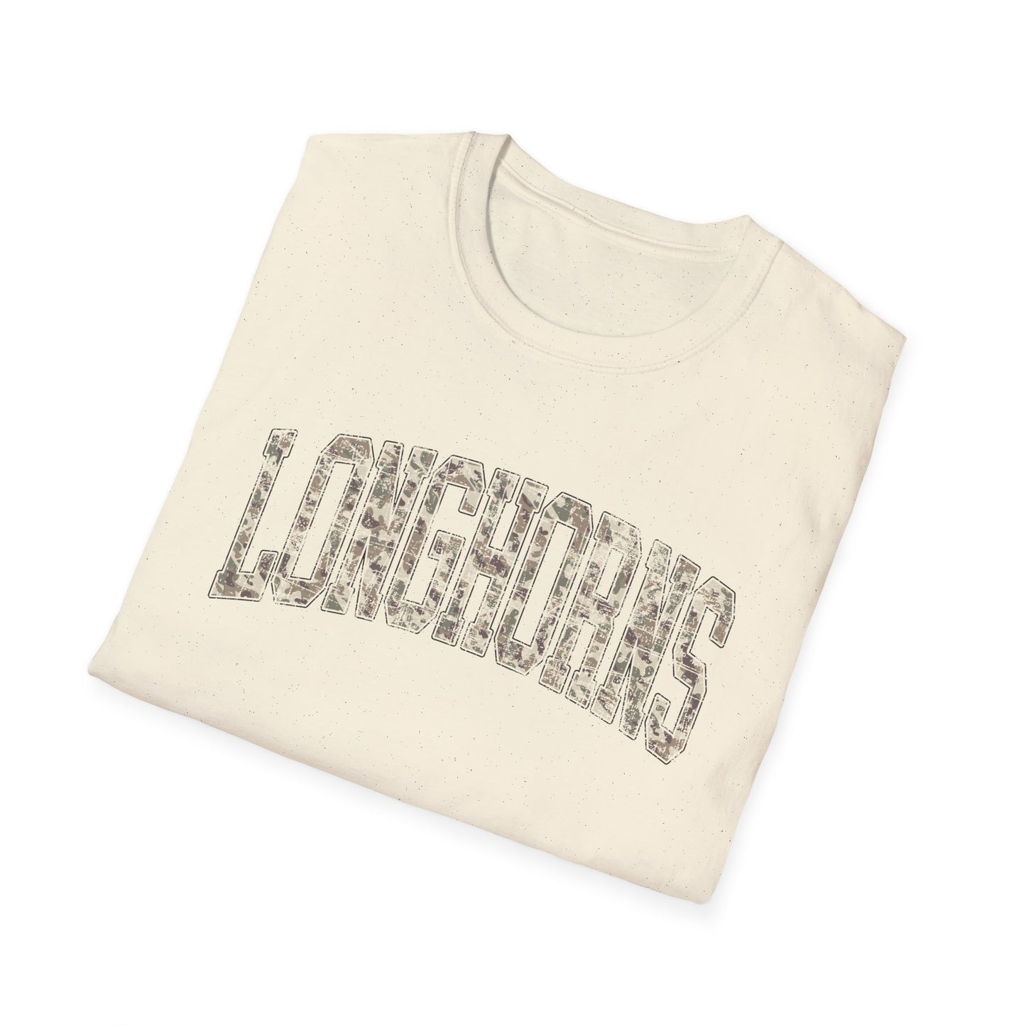 Longhorns Camo Softstyle T-Shirt | Distressed Hunting Style | Texas Game Day Apparel