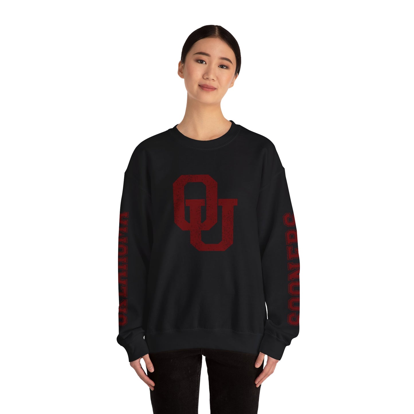 University of Oklahoma Sooners Sweatshirt | Oklahoma & Sooners Sleeve Print, Oklahoma Sooners Crewneck | Printed Sleeve Game Day Sweatshirt